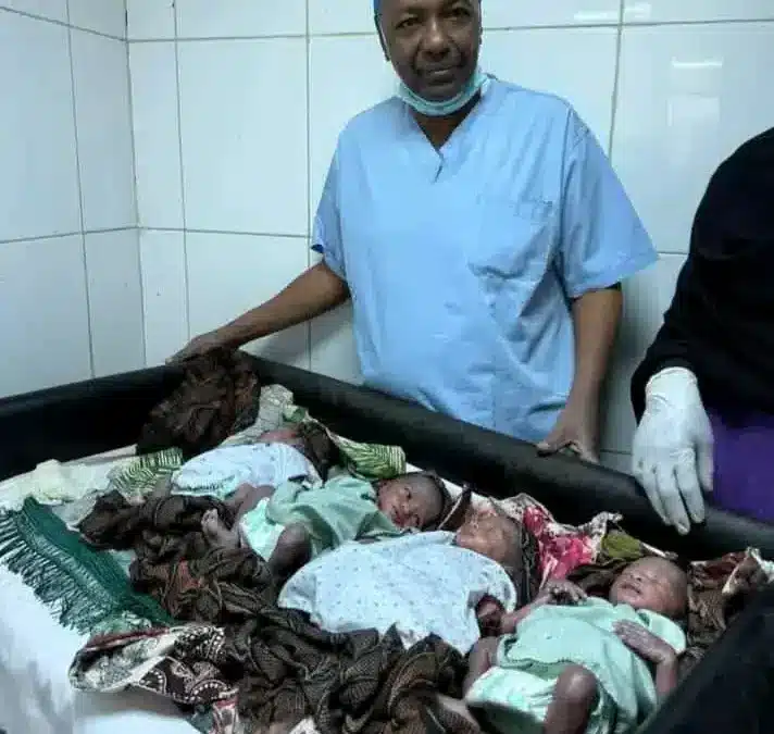 نازحة سودانية تضع أربعة توائم في مستشفى القضارف التعليمي